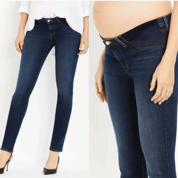 J Brand Mama J Maternity Jeans Dark Wash Side Panel Size 25 - Picture 2 of 7